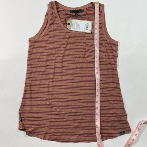 New Prana Foundation Scoop Neck Tank Top Vino Heather Stripe - Picture 5 of 5